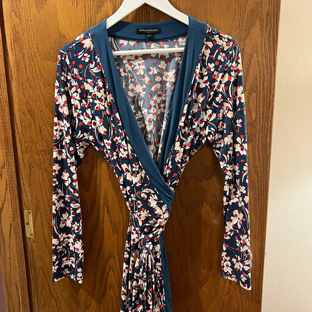 Banana Republic Floral Long Sleeve Wrap Dress - Picture 2 of 7